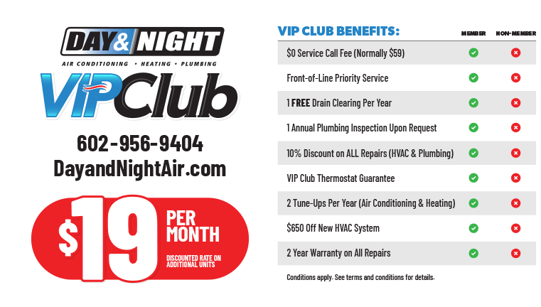 Book Your Phoenix A/C Tune-Up Today - Day & Night Air Conditioning, Furnace, & Plumbing Day & Night VIP Club